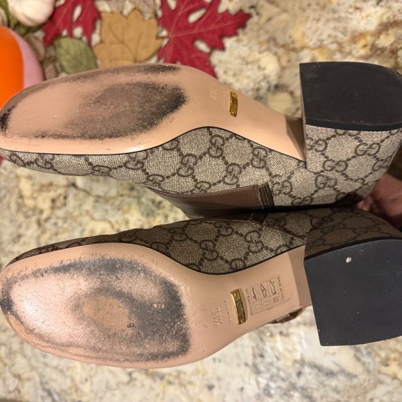 Gucci GG Canvas with Chocolate Leather and Mettalic Accents Booties 38.5 - Picture 8 of 9